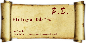 Piringer Dóra névjegykártya